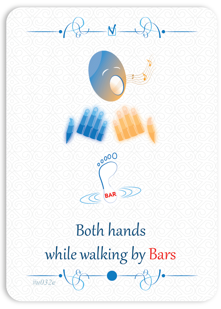 Both hands while walking by Bars