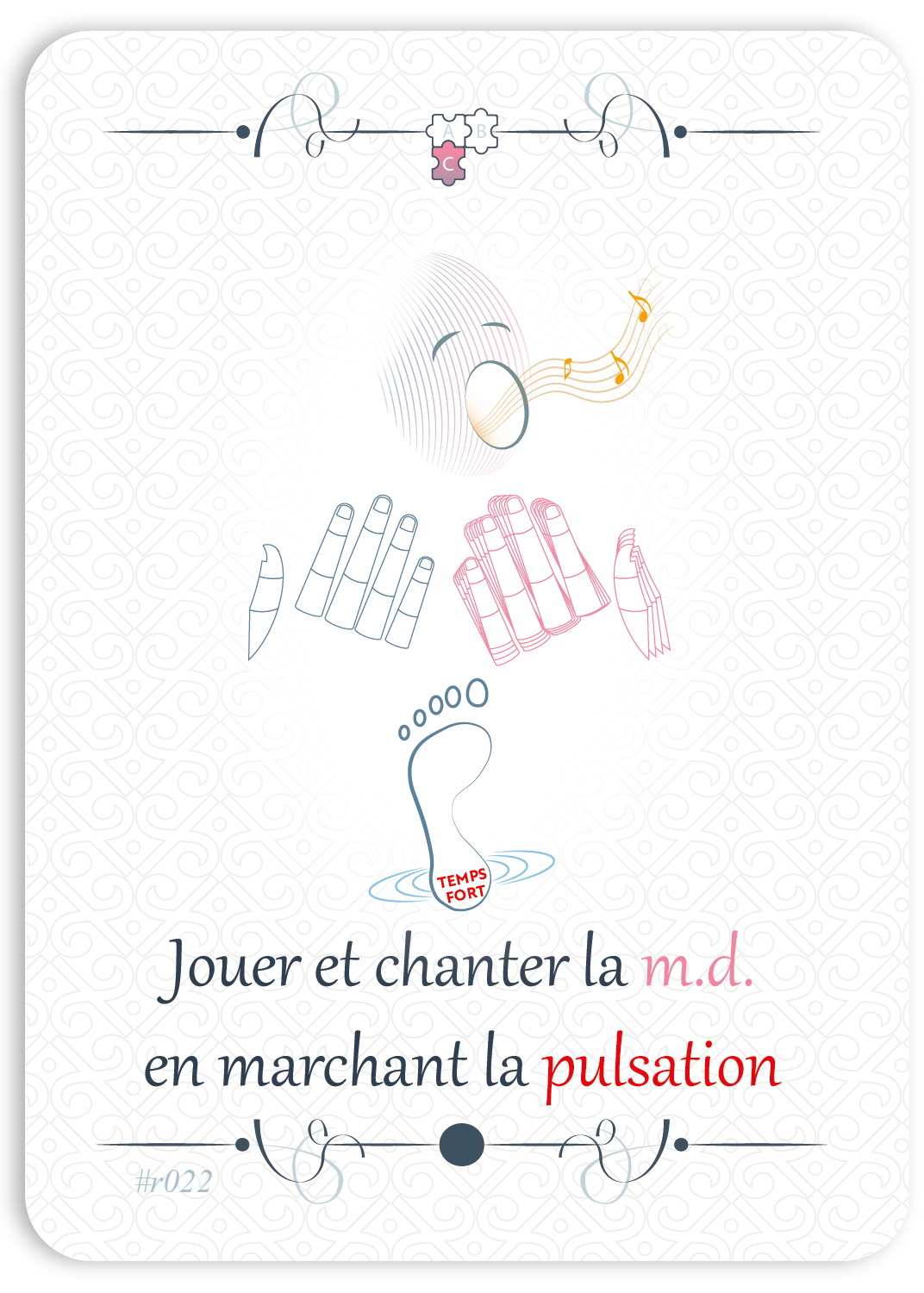 Jouer la m.d. en marchant la pulsation